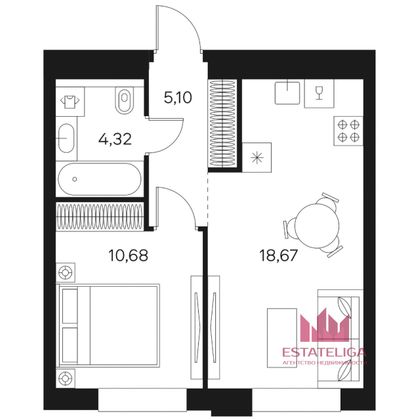 Продажа 1-комнатной квартиры 38,7 м², 16/20 этаж