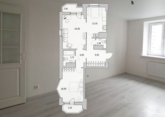 Продажа 2-комнатной квартиры 77,9 м², 16/25 этаж