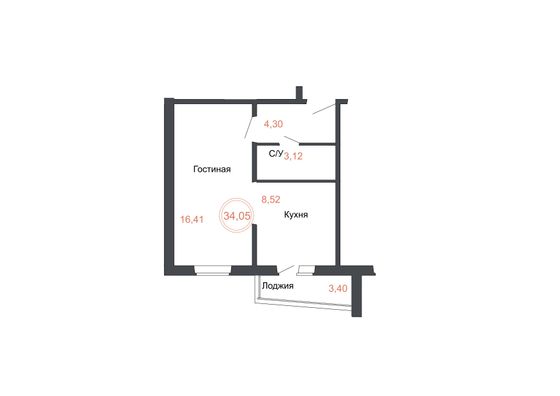 Продажа 1-комнатной квартиры 34 м², 7 этаж