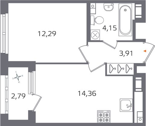 Продажа 1-комнатной квартиры 36,1 м², 8/17 этаж