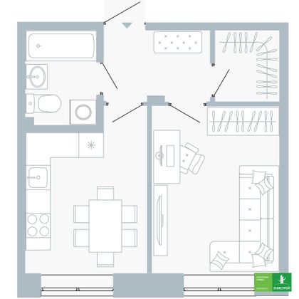 34,6 м², 1-комн. квартира, 1/5 этаж