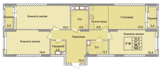 Продажа 3-комнатной квартиры 99,7 м², 10/18 этаж