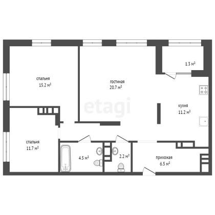 Продажа 3-комнатной квартиры 72,9 м², 16/25 этаж