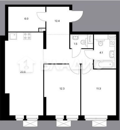 Продажа 3-комнатной квартиры 69 м², 32/32 этаж