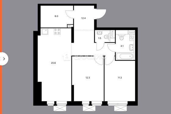 Продажа 3-комнатной квартиры 69 м², 32/32 этаж