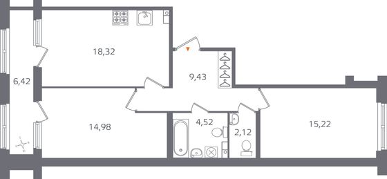 Продажа 2-комнатной квартиры 67,8 м², 3/17 этаж