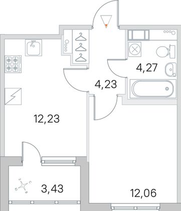 Продажа 1-комнатной квартиры 34,5 м², 5/5 этаж
