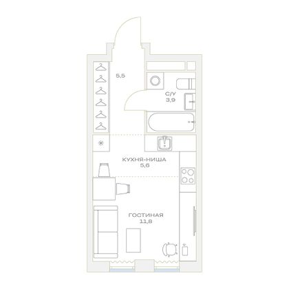 Продажа квартиры-студии 26,8 м², 12/23 этаж