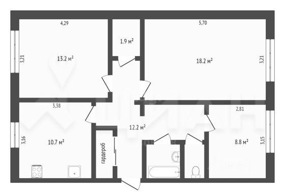 Аренда 3-комнатной квартиры 72 м², 5/5 этаж