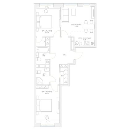 Продажа 3-комнатной квартиры 73,8 м², 7/23 этаж