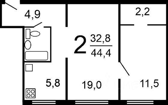 Продажа 3-комнатной квартиры 58,3 м², 2/5 этаж