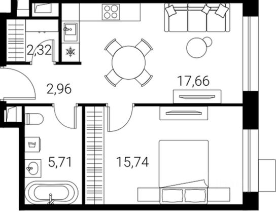 Продажа 2-комнатной квартиры 45 м², 7/7 этаж