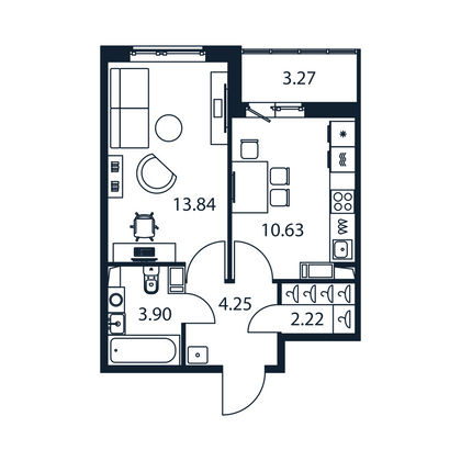 Продажа 1-комнатной квартиры 36,5 м², 2/12 этаж