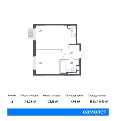 Продажа 2-комнатной квартиры 36,2 м², 10/17 этаж