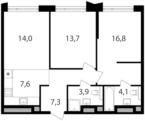 Продажа 2-комнатной квартиры 67,4 м², 18/24 этаж