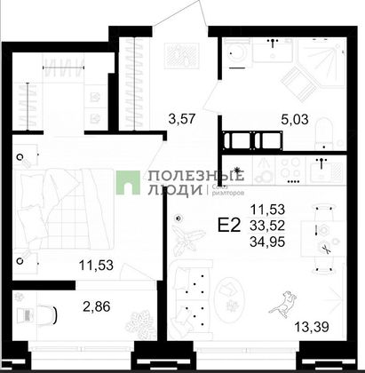 Продажа 2-комнатной квартиры 35 м², 3/6 этаж