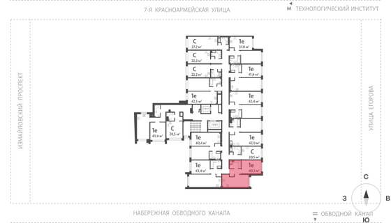 40,3 м², 1-комн. квартира, 8/11 этаж