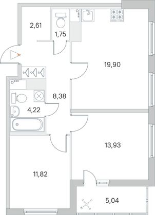 Продажа 2-комнатной квартиры 65,1 м², 7/8 этаж