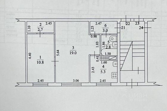 Продажа 2-комнатной квартиры 43,6 м², 1/5 этаж