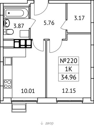 35 м², 1-комн. квартира, 17/17 этаж