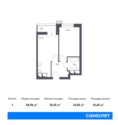 Продажа 1-комнатной квартиры 37 м², 23/28 этаж