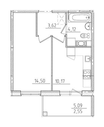 Продажа 1-комнатной квартиры 37,5 м², 8/9 этаж