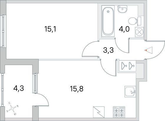 Продажа 1-комнатной квартиры 40,3 м², 2/5 этаж