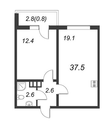 Продажа 1-комнатной квартиры 38 м², 3/14 этаж