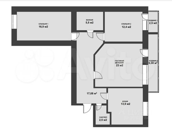 Продажа 3-комнатной квартиры 92,4 м², 6/9 этаж