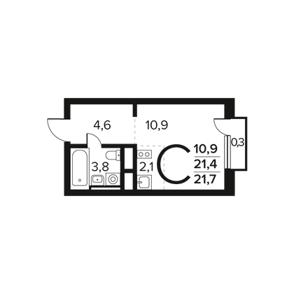 Продажа квартиры-студии 21,7 м², 8/9 этаж