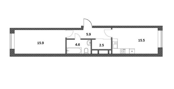 Продажа 1-комнатной квартиры 44,4 м², 4/19 этаж