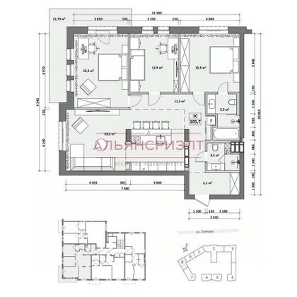 Продажа квартиры со свободной планировкой 110 м², 2/6 этаж