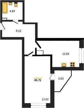 Продажа 1-комнатной квартиры 45 м², 8/18 этаж