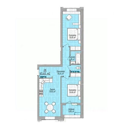 Продажа 2-комнатной квартиры 65,7 м², 3/7 этаж