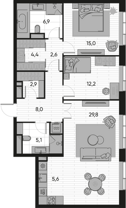 Продажа 3-комнатной квартиры 92,5 м², 13/22 этаж