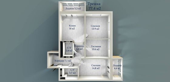 Продажа 2-комнатной квартиры 67,9 м², 2/18 этаж