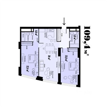 Продажа 3-комнатной квартиры 109 м², 11/58 этаж