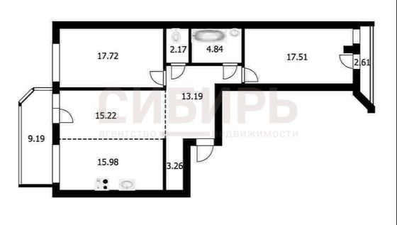 Продажа 3-комнатной квартиры 93,4 м², 6/19 этаж