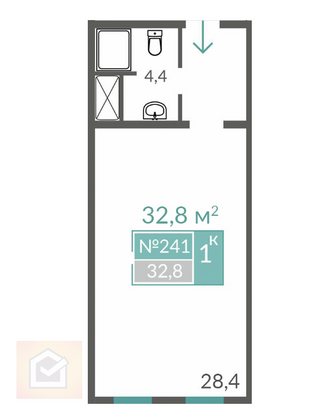 Продажа 1-комнатной квартиры 32,8 м², 10/10 этаж