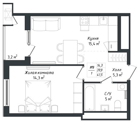 Продажа 1-комнатной квартиры 41,5 м², 16/18 этаж