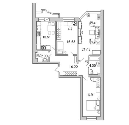 Продажа 3-комнатной квартиры 92,5 м², 6/23 этаж