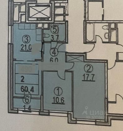 Продажа 2-комнатной квартиры 60,2 м², 19/22 этаж