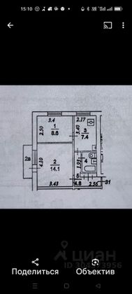 Продажа 2-комнатной квартиры 38 м², 5/9 этаж