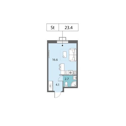 Продажа квартиры-студии 23,4 м², 17/23 этаж