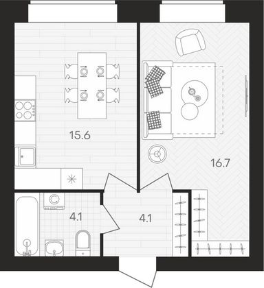 Продажа 1-комнатной квартиры 40,5 м², 4/10 этаж