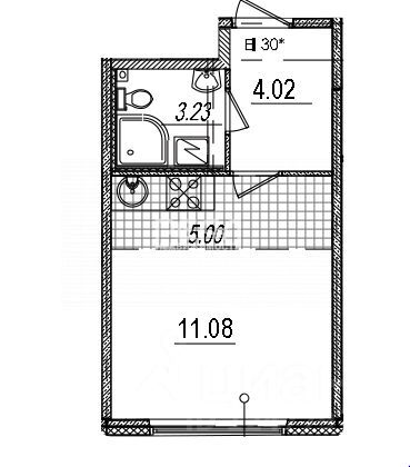 Продажа квартиры-студии 23,3 м², 4/15 этаж