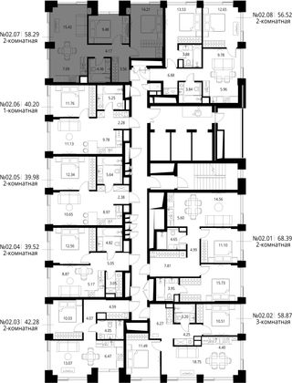 Продажа 2-комнатной квартиры 58,3 м², 2/27 этаж