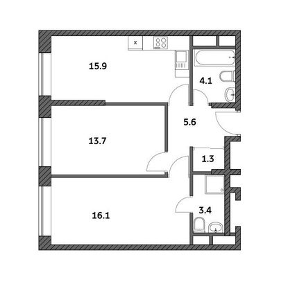 Продажа 2-комнатной квартиры 60,1 м², 4/19 этаж