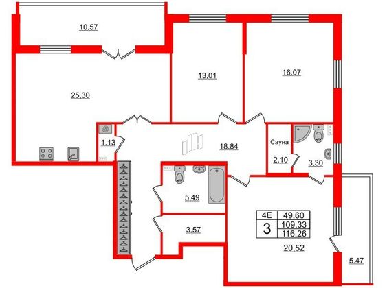 Продажа 3-комнатной квартиры 109,3 м², 2/5 этаж