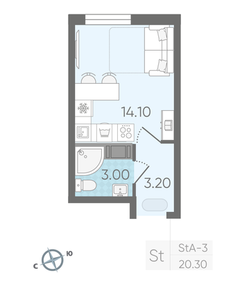 Продажа квартиры-студии 20,3 м², 25/25 этаж